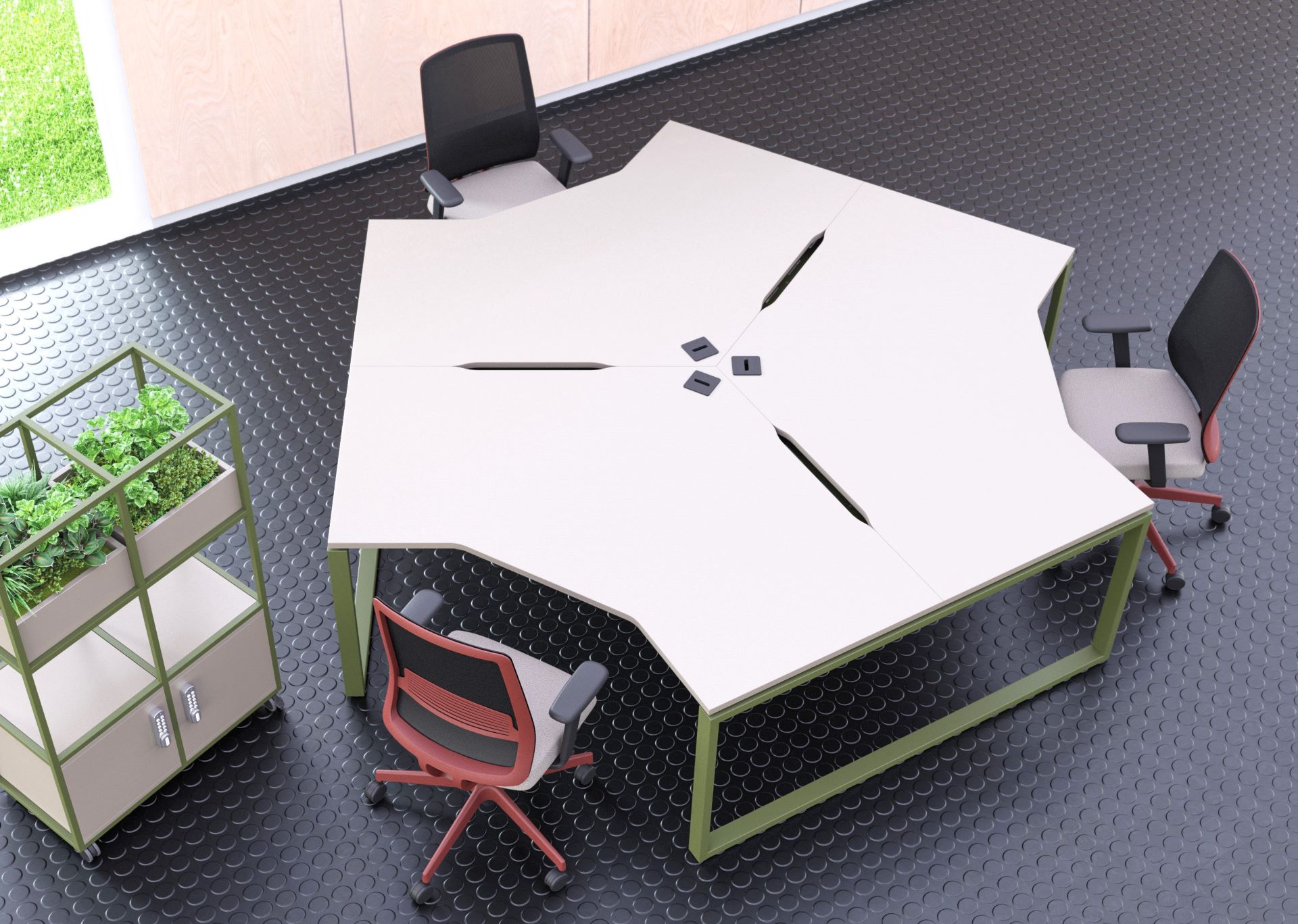 120 Degree Evolve Hooped Leg Oak or Coloured Metal Bench Modular Desk Range - Image 5